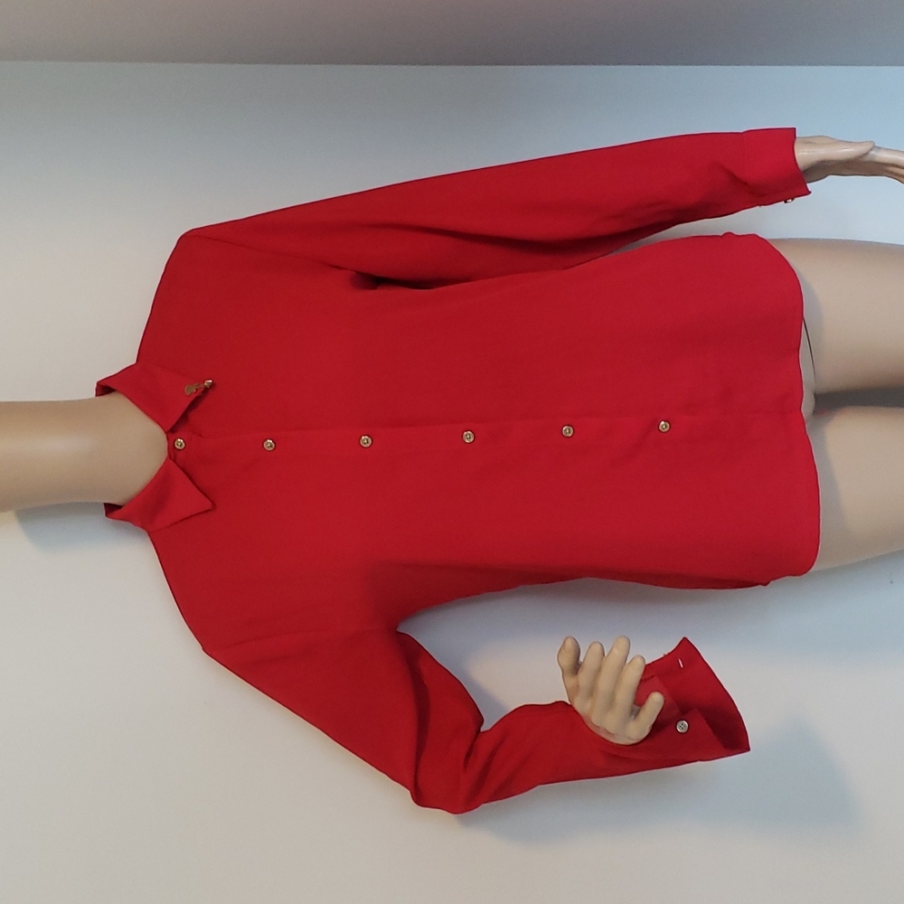 Vestry red button up shirt